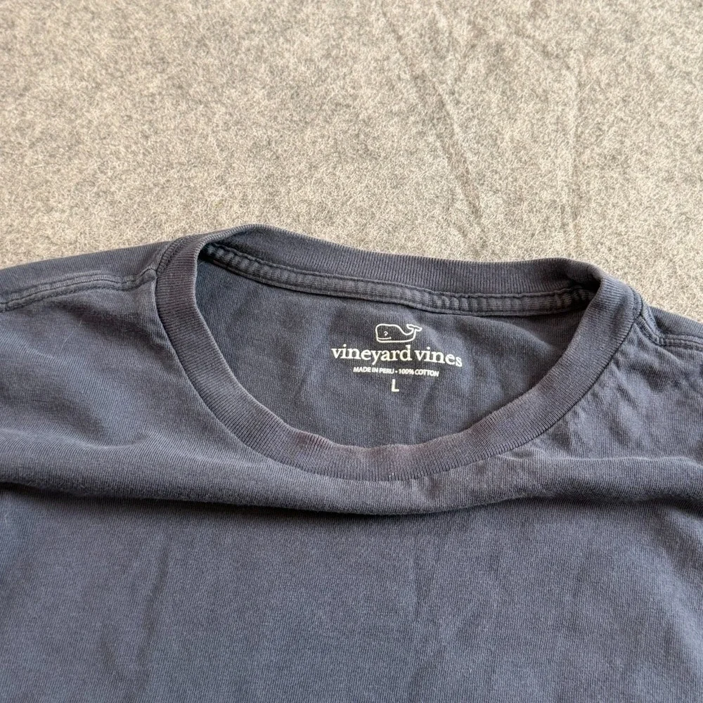 Vineyard Vines Navy Blue Graphic Long Sleeve Crew Neck T-Shirt Men's Size Large